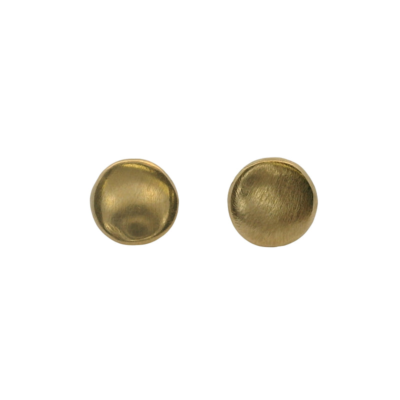 Solid 14kt Yellow Gold 7mm Flat Disc Stud Earrings