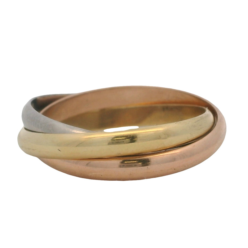 Cartier Solid 18kt 750 Yellow Rose and White Gold Small Model Rolling Trinity Ring Size 10 62