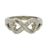 Retired Tiffany & Co Paloma Picasso Solid 18kt White Gold and Diamond Heart Infinity Ring Size 6