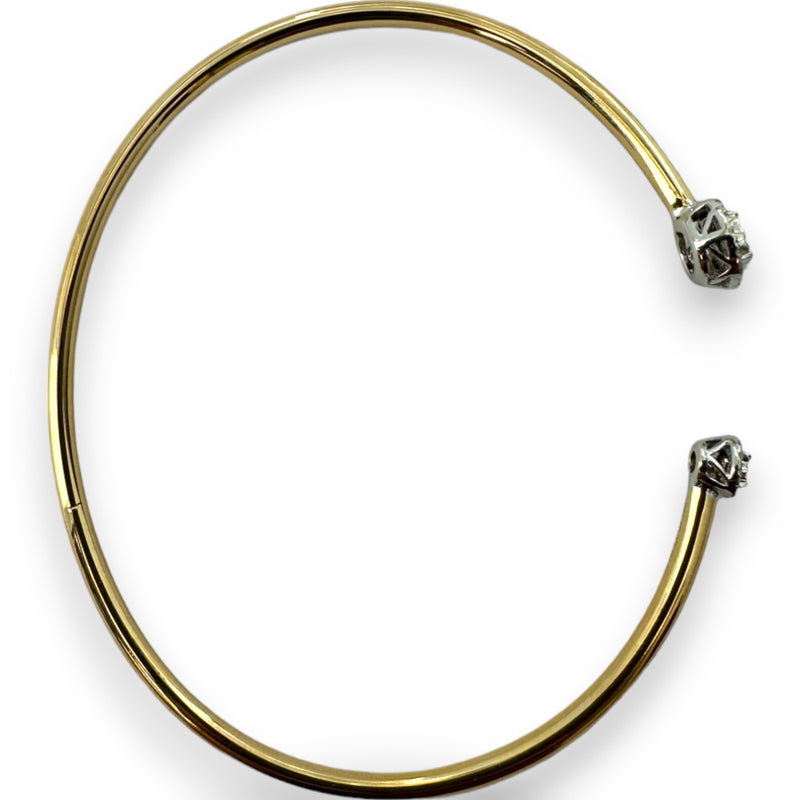 Two-Tone 18kt 0.15ct Diamond Halo Flexible 6" Cuff Bracelet Stamped Ed