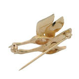 Vintage Solid 14kt Yellow Gold Flying Geese Pair 1.2" Long Brooch Pin