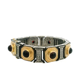 Vintage Konstantino Solid 925 Sterling Silver/18kt Yellow Gold and Garnet Statement Bracelet 7"