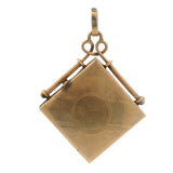 Antique Edwardian Solid 14kt Yellow Gold Blank Locket With Glass Charm Fob Pendant