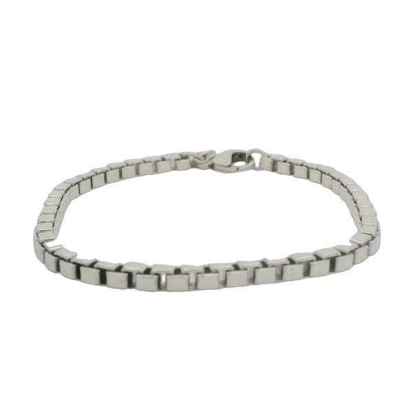 Tiffany & Co 925 Sterling Silver Venetian Box Link Chain 7.75" 4mm Bracelet