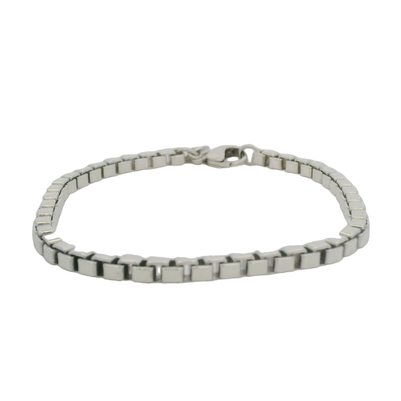 Tiffany & Co 925 Sterling Silver Venetian Box Link Chain 7.75" 4mm Bracelet