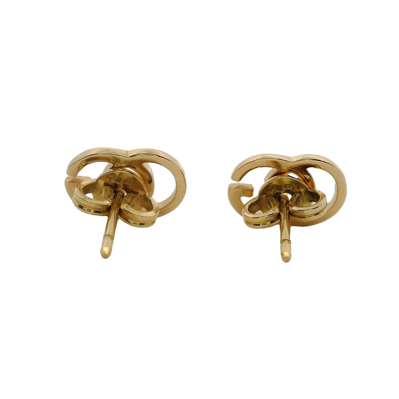 Gucci GG Running Logo Stud Earrings In Solid 18kt Yellow Gold Made in Italy