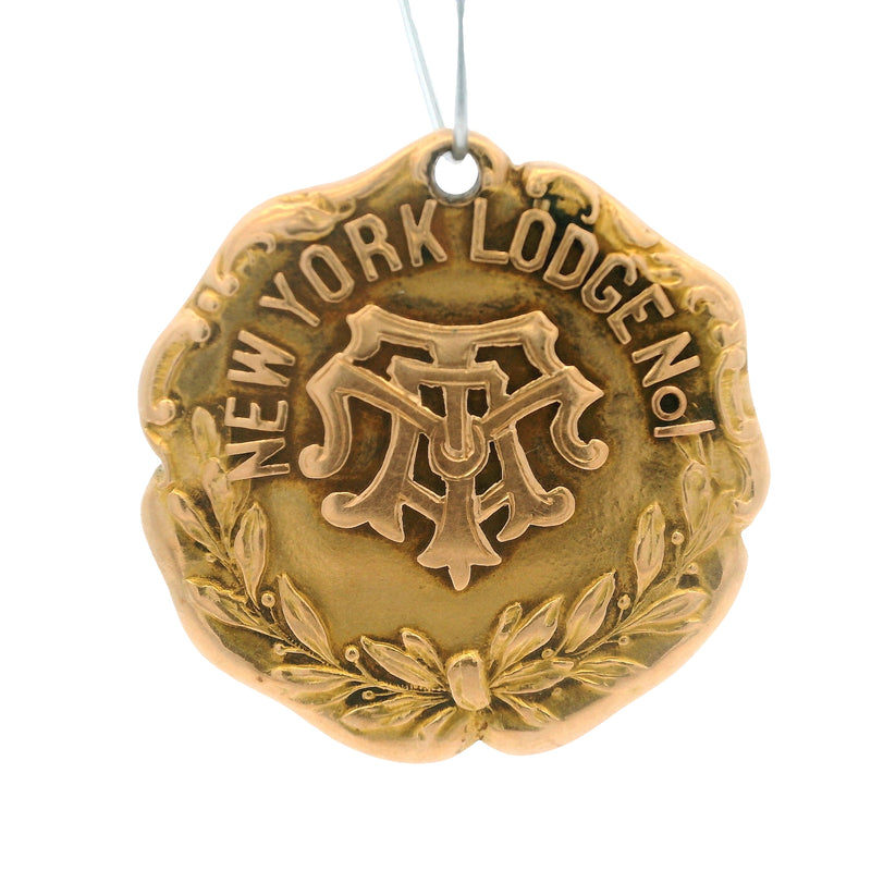 Antique 1918 14kt Yellow Gold Freemason New York Lodge No1 20g Commemorative Pendant