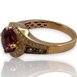 LeVian Solid 14kt Solid Rose Gold and Purple Garnet (Umbalite) Ring with Champagne and White Vanilla Diamond Accents Size 7