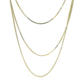 Vintage UnoAerre 14kt Yellow Gold Triple Strand 1mm Box Chain 23-27" Long Necklace
