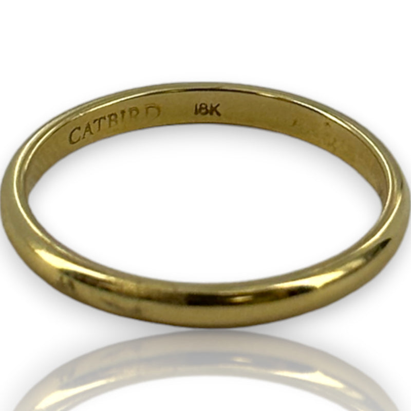 Catbird 18kt Yellow Gold 2mm Classic Wedding Band Stackable Ring Size 5.25