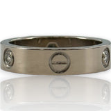 Vintage 1998 Cartier 18kt White Gold 5.5mm Classic Love Ring with 3 Diamonds Size 9.5 (61)