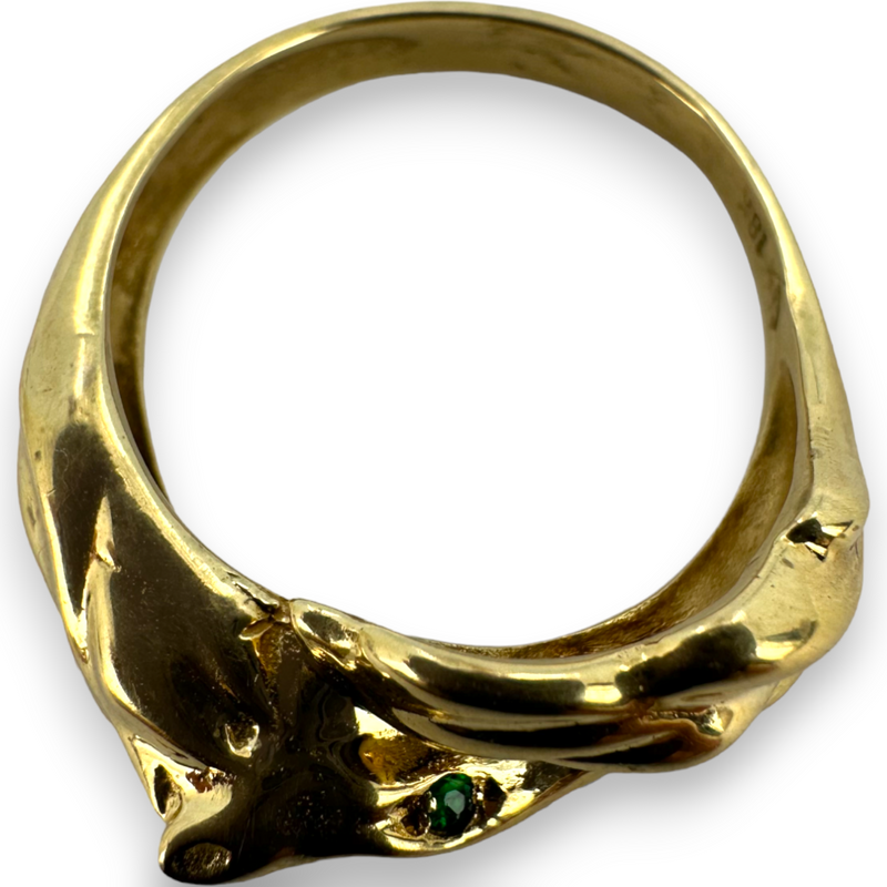 Solid Yellow Gold Diamond & Emerald Horse Animal Wrap Around Ring Size 9.5