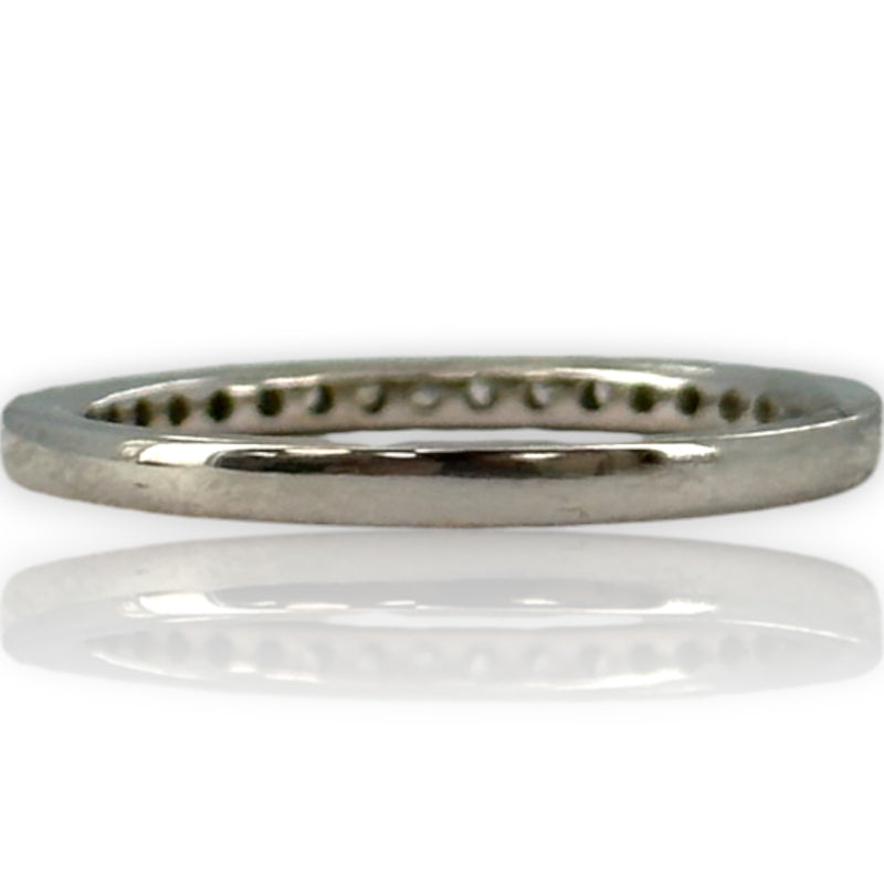 EMA Solid 18kt White Gold and Diamond Half Eternity Wedding Band Stackable Accent Ring