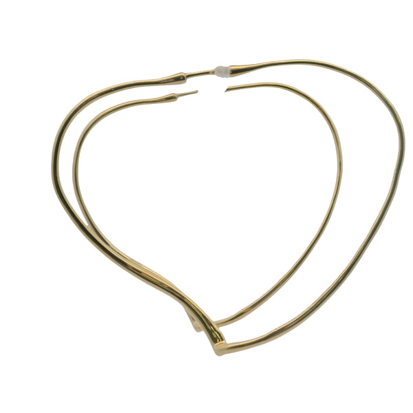 Vintage Tiffany & Co Elsa Peretti Solid 18kt Yellow Gold Open Heart Large Hoop Earrings