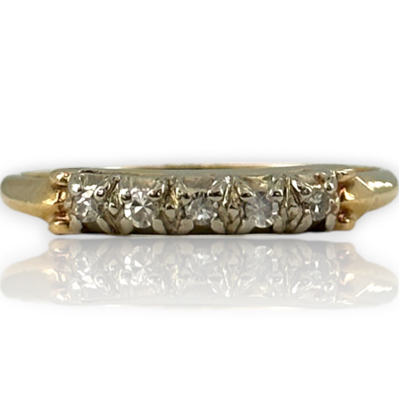 Vintage Granat Bros 1950s "First Lady" Collection 14kt Yellow Gold 5-Stone Diamond Wedding Accent Band Ring Size 8.5