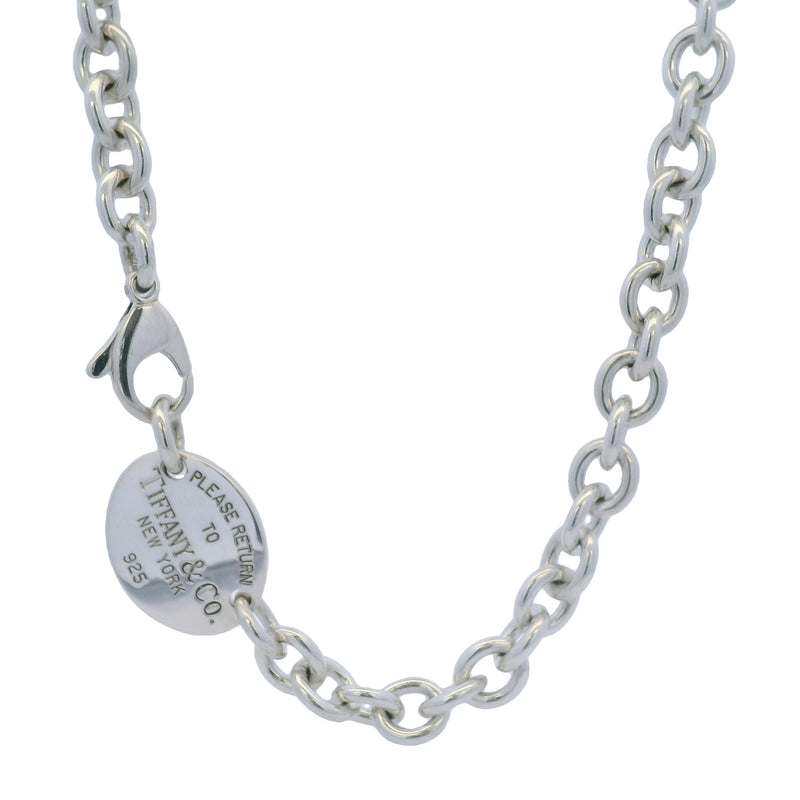 Retired Tiffany & Co 925 Sterling Silver Return To Tiffany Oval Chain Collar 15" Necklace