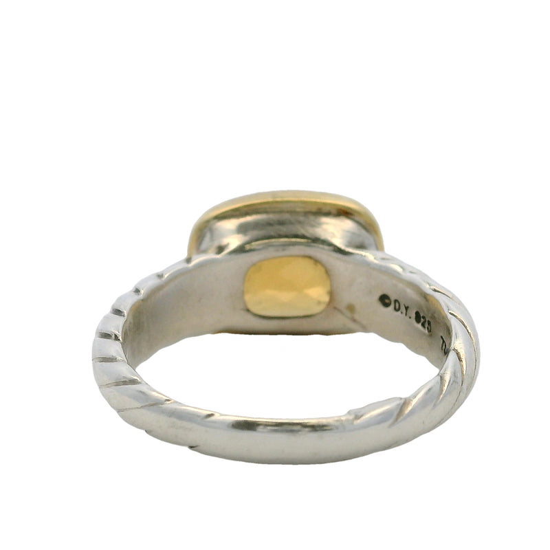 David Yurman Retired 925 Sterling Silver and 18kt Yellow Gold Topaz Ring