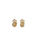 Solid 18k Yellow Gold and CZ Cubic Zirconia Crown Pierced Screw-Back Stud Earrings
