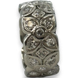 Antique Handmade 1920s Art Deco Solid 900 Platinum Bezel Set Single Cut Diamond Floral Eternity 8.3mm Band Size 5 Ring