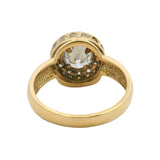 Solid 14kt Yellow Gold Cubic Zirconia 12mm Wide Solitaire Ring with Halo Size 7.5