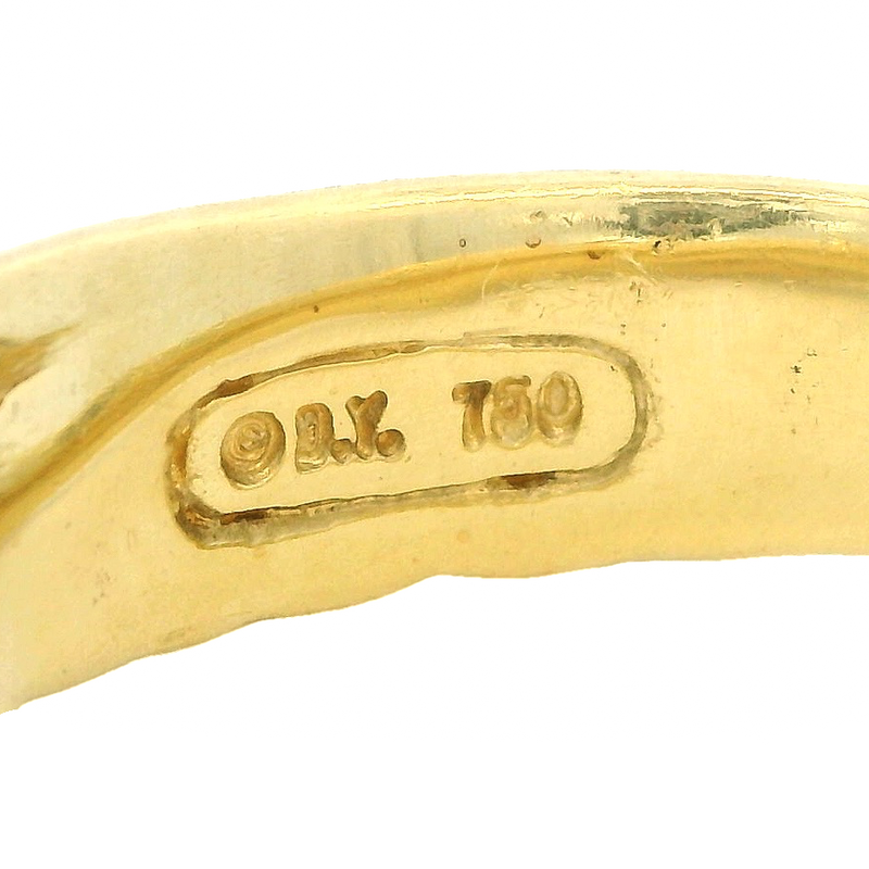 David Yurman Signed Solid Heavy 18kt Yellow Gold 750 Twist Band Crossover Ring with Diamonds Size 6.75
