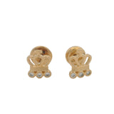 Solid 18k Yellow Gold and CZ Cubic Zirconia Crown Pierced Screw-Back Stud Earrings