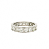 Solid Platinum and 2.85ctw Channel Set 4.3mm Wide Diamond Eternity Band Ring Size 7.5