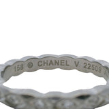 Chanel 18kt White Gold Coco Crush Quilted Pattern Eternity 0.34ctw Diamond Ring Size 8.5 58