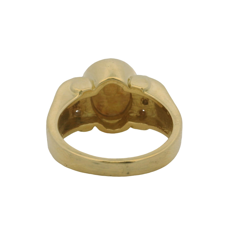 Seidengang Classic Collection Solid 18kt Yellow Gold Cherub Angel Motif Ring with 6 Accent Diamonds Size 6