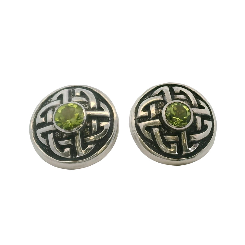 Deborah Armstrong 925 Sterling Silver and Peridot Celtic Knot 19.4mm Circle Clip Earrings