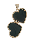 Vintage Mid-Century Solid 14kt Yellow Gold Hearts Double Sided Locket Pendant