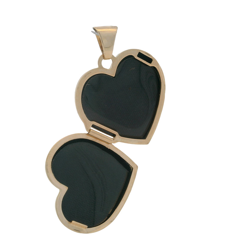 Vintage Mid-Century Solid 14kt Yellow Gold Hearts Double Sided Locket Pendant