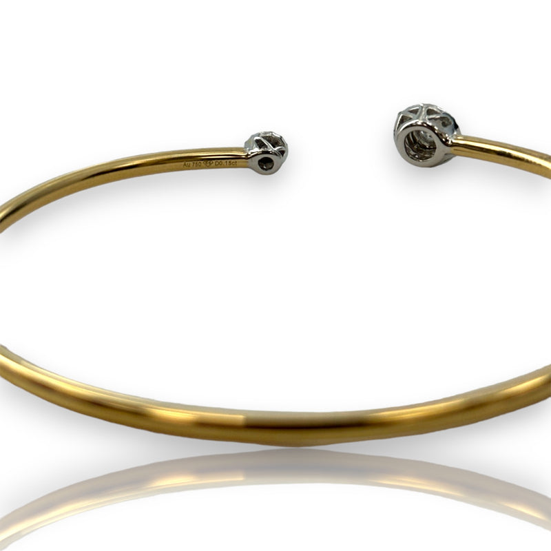 Two-Tone 18kt 0.15ct Diamond Halo Flexible 6" Cuff Bracelet Stamped Ed