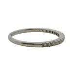 Solid 14kt White Gold and Round Diamond Line Half-Eternity Band Wedding Ring Size 8