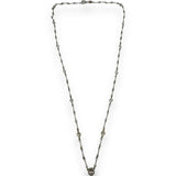 Roberto Coin Solid 18kt White Gold and Diamond 13-Station Dog Bone Chain 21.5" Necklace With Center Halo Accent Made in Italy