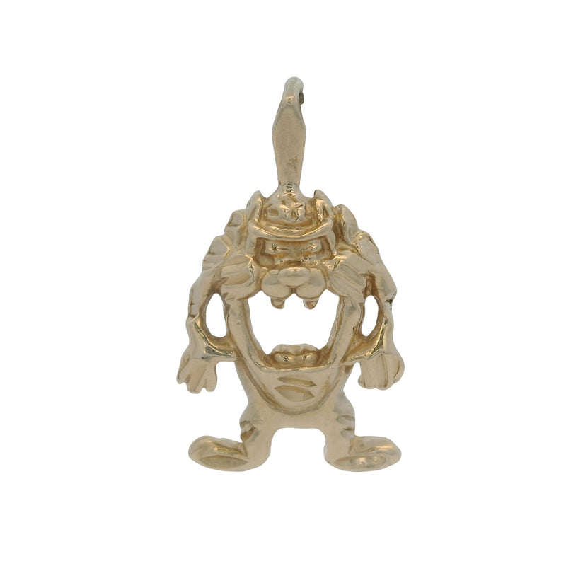 Vintage 1990 Warner Brothers Solid 14kt Yellow Gold Tasmanian Devil Charm