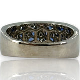 EFFY Jewelry 14kt White Gold Blue Sapphire and Diamond Wide Band Size 7 Ring