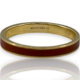 Imperial Gold Co Solid 14kt Yellow Gold and Orange Enamel Stackable 3mm Band Ring Size 10 Made In Mexico