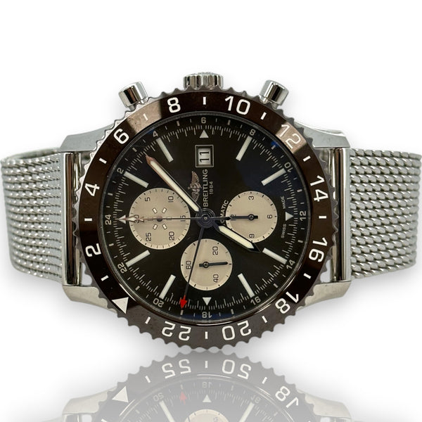 Breitling Chronoliner Y24310 46mm Steel Watch Brown Bezel Watch B&P 2017
