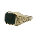 Vintage Solid 14kt Yellow Gold Etched Bloodstone Gem Blank Signet Ring Size 11