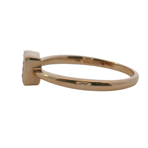 Anillo SNJ de oro rosa 585 de 14 k con diamantes cuadrados apilables geométricos, talla 7