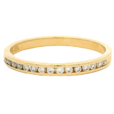 18kt Yellow Gold and Channel Set Diamond Half Eternity Wedding Stackable Band Size 6.75