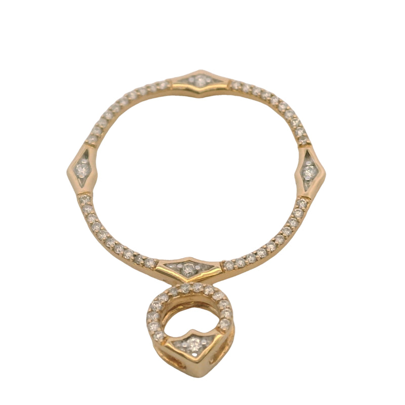 14kt Yellow Gold and Diamond 25mm Circle Compass Pendant