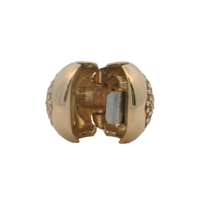 Charm Pandora retirado con clip de corazón pavé de circonitas cúbicas y oro amarillo sólido de 14 kt