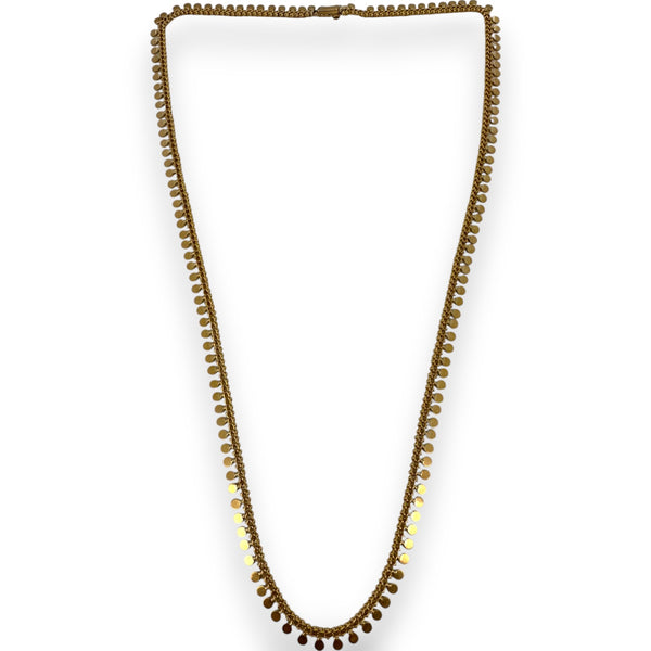 Egyptian Inspired Drop Fringe 20" Necklace with Easy Open-Box Clasp Made in France Solid 14kt Yellow Gold