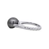 David Yurman Retired Solid 18kt White Gold Tahitian Black Pearl Solitaire Ring with Twisted Rope Style Band Size 6