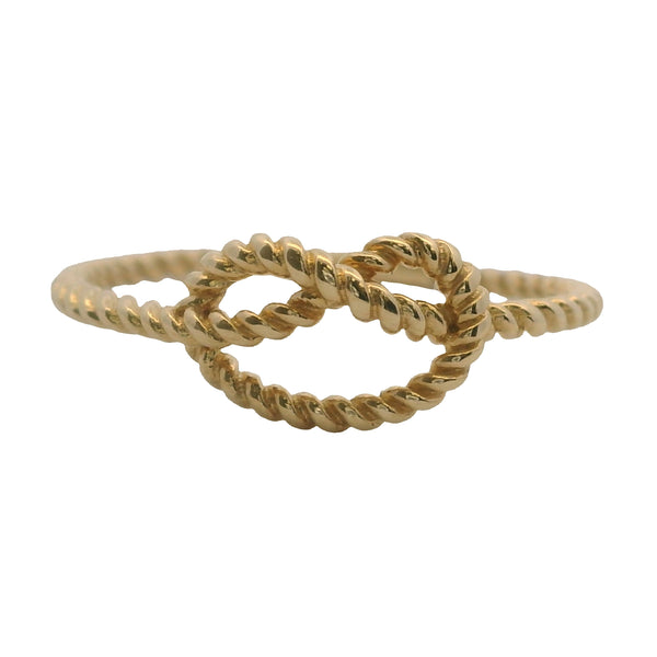 Solid 14kt Yellow Gold Dainty Thin Minimalist Rope Cable Pretzel Knot Ring