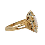 Vintage Avon 2-Tone Solid 14kt Gold 0.41ct Opal and Diamond Cocktail Ring Size 6
