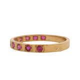 Vintage 14kt Yellow Gold Lab Ruby Gemstone Geometric Band Stackable Ring Size 8