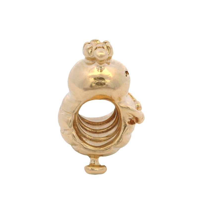 Pandora Retired Solid 14kt Yellow Gold Queen Bee Slider Bead Charm